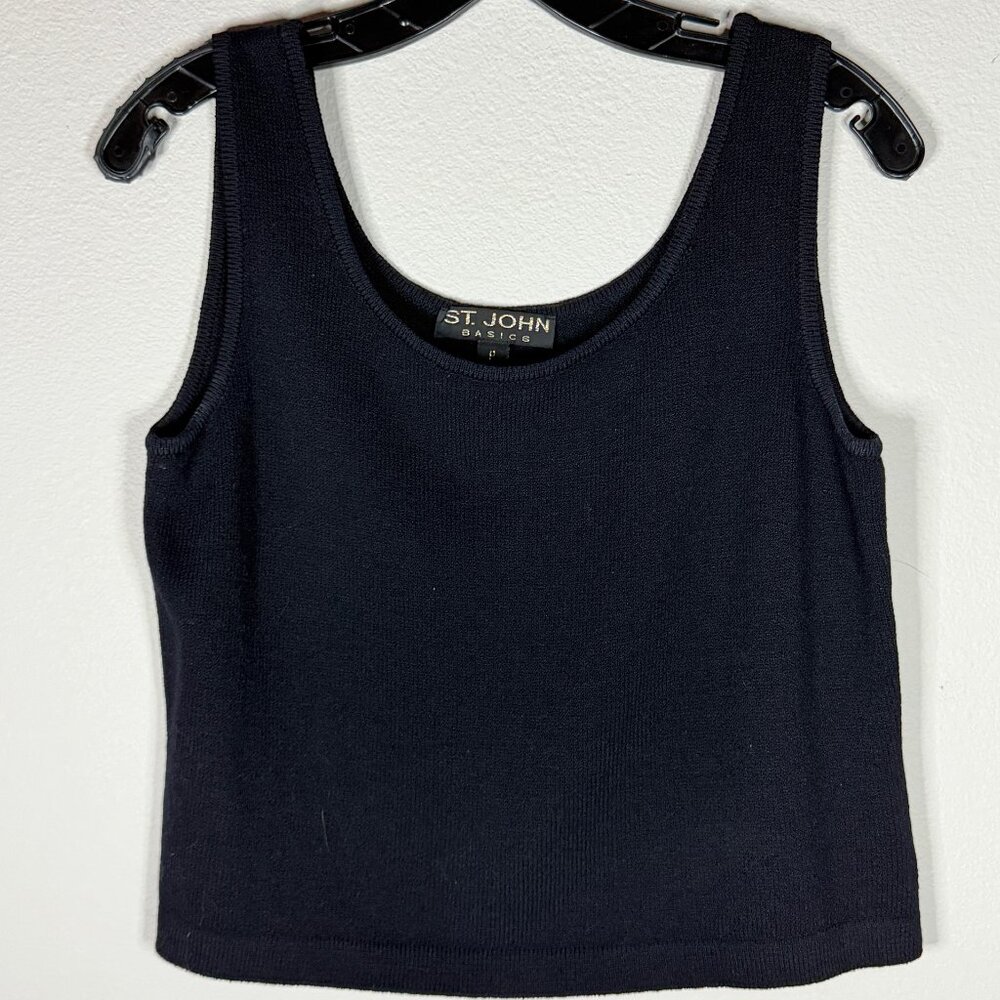 St. John Basics Santana Knit Shell Tank Top Black Size P Classic Layering